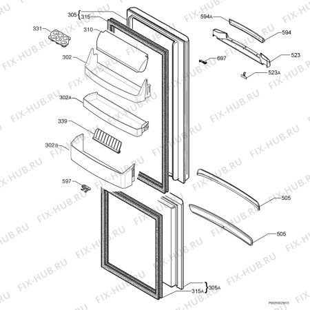 Взрыв-схема холодильника Electrolux ENB40400X - Схема узла Door 003